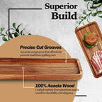 Versatile Acacia Wood Serving Trays - Set of 3 Elegant Platters for Home Decor and Hosting - Perfect for Cheese, Fruit, and Charcuterie Presentation (Large)