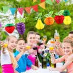 Gyufise 6Pcs Fruit Honeycomb Centerpieces Hawaiian Summer Fruit Table Toppers Tropical Fruit Party Decorations Pineapple Strawberry Grape for Hawaiian Luau Fruit Themed Party