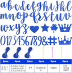 TaoBary 167 Pcs DIY Banner Kit Happy Birthday Glitter Banner Customizable Glitter Make Your Own Kit 162 Letters Symbols and Numbers 3 Rope for Birthday Halloween Wedding Christmas(Royal Blue)