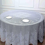 Tableclothsfactory 120" White Premium Lace Round Tablecloth for Banquet Party Wedding Event Home Decor