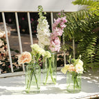 12Pcs Bud Vases Set, Glass Flower Vase for Centerpieces, Small Vases for Flowers, Decor Centerpiece for Bathroom, Decorative Vases for House Warming(Green)