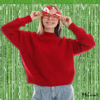 4 Pack Fringe Curtain Backdrop, 3.2Ft x 6.6Ft Light Green Metallic Tinsel Foil Fringe Streamers Background for Photo Booth Birthday Wedding Baby Shower Carnival Easter Mother’s Day Party Decorations