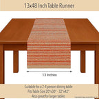 Chardin home Natural Jute Table Runner 13x48 Inch – Vintage Boho Rustic Table Decor – Handwoven Table Runner in Natural Jute and Rust Orange – Farmhouse Dining or Console Table Accent
