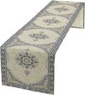 Boho Bohemia Style Table Runner, Vintage Blue Gold Retro Flower Rustic Country Style Floral Print Pattern for Home Kitchen Table Decor Dining Coffee Room Garden Party Decor 13x36in