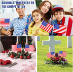 12Pcs Small American USA Flags on Wooden Stick Mini United States Flag Hand Held Flag Decorations,5x8 Inch