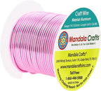 Mandala Crafts 14 Gauge Anodized Aluminum Craft Wire for Jewelry Making - 60 FT Colored Flexible Pink Wire - Bendable for Bonsai Armature Crafting Sculpting