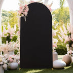 6.6FT Black Arch Backdrop Cover - Polyester Fitted Wedding Arch Stand Covers Round Top Chiara Arch Backdrop Cover for Birthday Party Banquet Photo Background Decoration