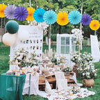 Yellow Birthday Decorations,DIY Yellow Paper Fans Hanging Decoration ,Party Supplies Party Fans 8in, Wedding Graduation Events Accessories 30 Color DIY Set （Yellow）