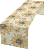 Chrysanthemum Vintage Floral Table Runner, Elegant Grunge Orange Sunflower Spring Summer Elegant Pattern Artichokes Flower Table Runner for Party Kitchen Dining Living Room Decor, 13x60 Inch