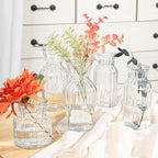 Modern Clear Glass Vase Set - 3Pcs Small Handmade Flower Vases, Decorative Mini Bud Vases for Wedding Reception, Dining Table, and Home Decor - Perfect for Single Stem Flowers