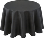 Biscaynebay Textured Fabric Round Tablecloths 70", Black Water Resistant Washable Table Cloth Circle Folding Table Covers for Dining, Kitchen, Wedding, Parties etc