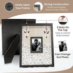 Wedding Guest Book Alternative, Registry Item,12x16 Picture Frame, 70 Pcs Welcome Sign, Gift, White Hearts, Baby Shower Registry, Anniversary, Funeral, Memories (Black)