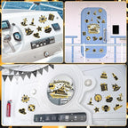 Happy Anniversary Cruise Door Magnets Decorations, Black Gold Happy Anniversary Cruise Ship Door Decor Magnetic for Married Men Women Wedding Party Fridge Refrigerator Car Kitchen Garage Personalized