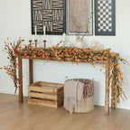 Mizii Fall Garland Artificial Flower Garlands 6 Feet Fake Wildflower Floral Garland Hanging Vines Flowers Decorations for Table Centerpieces Room Wall Fireplace Wedding Fall Decor (Burnt Orange)