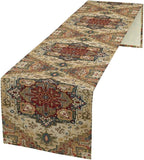 Boho Bohemia Style Table Runner, Vintage Yellow Brown Retro Flower Rustic Country Style Floral Print Pattern for Home Kitchen Table Decor Dining Coffee Room Garden Party Decor 13x36in
