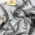 Artoid Mode Pearl Black Gauze Table Runner 59x120 Inch , Seasonal Sheer Kitchen Dining Holiday Wedding Birthday Baby Shower Table Decor for Home Party