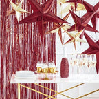 PartyWoo Red Streamers Fringe Curtain Backdrop 2pcs 8.2 ft Red Tinsel Foil Backdrop for Birthday Graduation Bachelorette Citizenship Strawberry Cherry Casino Movie Marry Me Theme Party Decorations