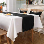 DUALIFE Jet Black Table Runner 14x72 inch Solid Color Thick Polyester Decorative Cloth Handcrafted for Wedding Party Birthday Graduations Banquet,Restaurant & Outdoors 1 Piece