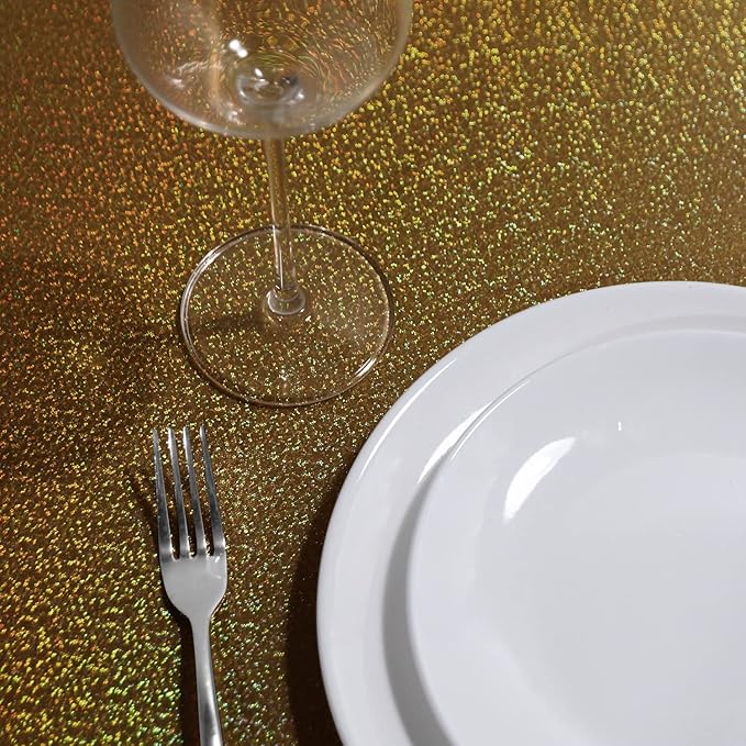Fitable Black&Gold Sequin Tablecloth for Parties 60x102 Inch - Sparkle Glitter Table Cloth Laser Round Overlay for Wedding Baby Shower Ceremony Birthday Holiday Banquet