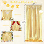 Gold Backdrop Curtains for Birthday Party: 4.8ftx8ft Sequin Background Baby Shower Curtain Drapes for Graduation Arch Backdrop