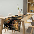 Sun Moon Table Runner, Bohomian Mushroom Daisy Table Gothic Dragonly Butterfly Table Center Decor Table Runner for Indoor Outdoor Party Kitchen Dinner Black, 13x60 Inch