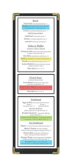 Goodsmart Restaurant Menu Covers - 25 Pack Black 1-Page/2-View 4.25" x 14", Top-Loading Vinyl Menu Holders with Clear Sleeves, Double-Stitched Edge, Leather-Style Café Covers with Gold Corners