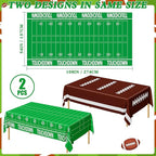 QZYL Football Party Decorations 2025, Disposable Football Tablecloth, 2 PCS Brown Green Decoration Runner, Game Day Theme Table Cloth, Plastic Table Cover for Game Day Touchdown Party Supplies