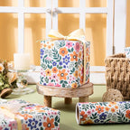 WRAPAHOLIC Kraft Floral Wrapping Paper Roll - Mini Roll - 17 Inch x 16.5 Feet - Ditsy Flower Wrapping Paper, Perfect for Wedding, Birthday, Bridal Shower, Tea Party