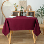 Biscaynebay Textured Fabric Christmas Square Table Cloth 60x60 Square, Burgundy Water Resistant Tablecloths for Dining, Kitchen, Wedding, Parties etc. Machine Washable
