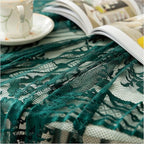 Gorgeous Round Lace Tablecloth,Vintage Floral Embroidered Table Cloths, Chic Round Table Cover for Wedding Banquet HolidayDinner Tables 60INCH (Vintage Green)