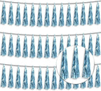 3P Metallic Fringe Tassel Banner Garland Foil Tinsel Streamer Wall Hanging Curtain Backdrop Banner for Parade Floats, Graduation Decorations, Wedding Party Decoration(Light Blue)
