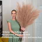 EVODIS Pampas Grass Decor Tall, 43"/110cm Faux Pampas Grass 6 Stems Large Pompass Grass Branches Tall Bulk Boho Flower Arrangement for Home Room Wedding Party Decor (Taupe)