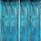 Crosize 8 Pack 3.3 x 9.9 ft Blue Foil Fringe Curtains Party Decorations, Blue Tinsel Curtain Backdrop for Parties, Door Streamers, Glitter Streamer Backdrop for Birthday Decoration