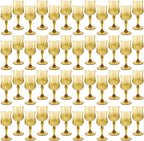 Plastic Wine Glasses，Plastic Goblets Vintage Style Cordial Drinking Glasses for Wedding Reception, Grand Event Party Supplies (48, Gold)