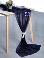 MDS Halloween Chiffon Table Runner - 12 Pack, 29 x 170 Inches, 14ft Each - Sheer Spooky Table Runners for Haunted House Parties, Trick-or-Treat Tables, Witchy Décor, Wedding & Events - Navy Blue