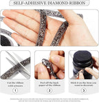 Rhinestone Ribbon 3 Yards Self Adhesive Rhinestone Strips Diamond Ribbon Sticker Crystal Roll Glitter Bling Rhinestones Tape for Crafting DIY Art Decoration (0.4 Inch)
