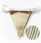 Sage Green Beige Champagne Gold Party Decorations Metallic Fabric Triangle Pennant Banner Bunting Flag Garland for Baby Shower Birthday Wedding Engagement Bridal Shower Graduation Decoration Supplies
