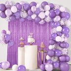 ShinyBeauty Sequin Curtains 4 Panels Lavender Sequin Backdrop Photo Backdrops Shimmer Background Party Decor Glitter Fabric Light Purple Curtain for Baby Shower(2FTx8FT)
