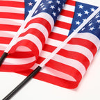 24 Pcs American Desk Flag Set Small USA Flags for Table with 13" Black Pole, Black Base and Spear Top, American Flag for Home Office Party Festival Celebrations Decor