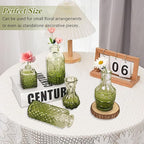 Set of 40 Glass Bud Vases, Small Green Glass Vases in Bulk, Mini Vintage Embossed Flower Vase for Wedding, Centerpieces, Birthday Party, Baby Shower, Home Table Decorations (Green)