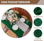 Fitable 2 Pack Faux Linen Christmas Tablecloths, Burlap Textured Table Cloth Rectangle, Decorative Table Covers for Winter Holiday Kitchen Dining Party Farmhouse (Hunter Green, 60 x 120 Inch)