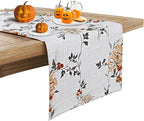Ruvanti 100% Cotton Table Runner 72 Inches Long, Non-Slip, Stain Resistant, Washable & Reusable Table Runners Perfect for Wedding, Parties, Christmas, Holiday, in-Door use - Grey Floral