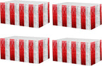 4 Pack 29x108 Inch Metallic Foil Fringe Tinsel Table Skirts for Rectangle Tables Streamer Backdrop for Wedding, Birthday, Parade Floats, Christmas, Halloween Party Decoration(Red Silver)
