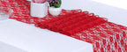 MDS Pack of 20 Wedding 12 x 108 inches Lace Table Runner for Wedding, Decorations for Birthday Parties, Banquets, Graduations, Engagements, and Runners fit Rectangle, Round Table- Red