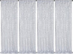 2FTx8FT Silver Glitter Sequin Curtain for Party Photography Backgrounds Wedding Backdrops Set of 4 Panels