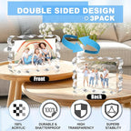 Aheroi Acrylic Picture Frames, 3 Pack 4x6 Clear Scalloped Photo Frame Freestanding Magnetic Double Sided Picture Frames, Transparent Thickened Frameless Acrylic Sign Holder, No Instal