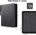 GEAoffice Trading Card Binder 12 Pocket Hold 720 Cards, Premium PU Cover Zipper Collection Binder, Ringless Sturdy Side Loading Card Album Folder for YuGiOh, MTG, TCG, Game & Sports, Non-PVC, Black