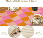 Checkered Table Runner Orange Retro 60s70s Boho Style Kitchen Restaurant Decoration Suitable for Indoor and Outdoor Festival Home Wedding Party Table Runner 13x108 Inch