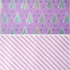 LeZakaa Christmas Purple Wrapping Paper Mini Roll, Christmas Tree Butterfly, Pink Purple Stripe Reversible Design for Winter Holiday Family Gathering, 17 inches x 32.8 Feet