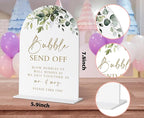 Bubbles for Wedding Send Off, Greenery Gold Bridal Shower Decorations, Marriage Signs for Ceremony and Reception, Engagement Party Decor, Wedding Table Acrylic Decor, Bachelorette Party Favors - 28